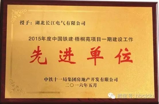 长江电气荣获“先进单位”荣誉称号